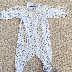 Dainty blue floral petit bateau footed coverall, 3 months